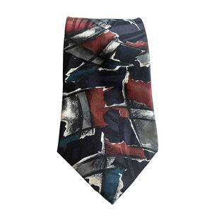 Pierre Cardin Tie Abstract Pattern Poly Silk Blend Made in USA Pre-Owned-